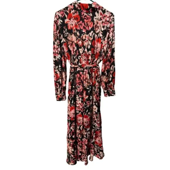 Lane Bryant Blouson-Sleeve Shawl-Collar Faux-Wrap Midi Dress Ikat Floral NWT 18 - Picture 6 of 8